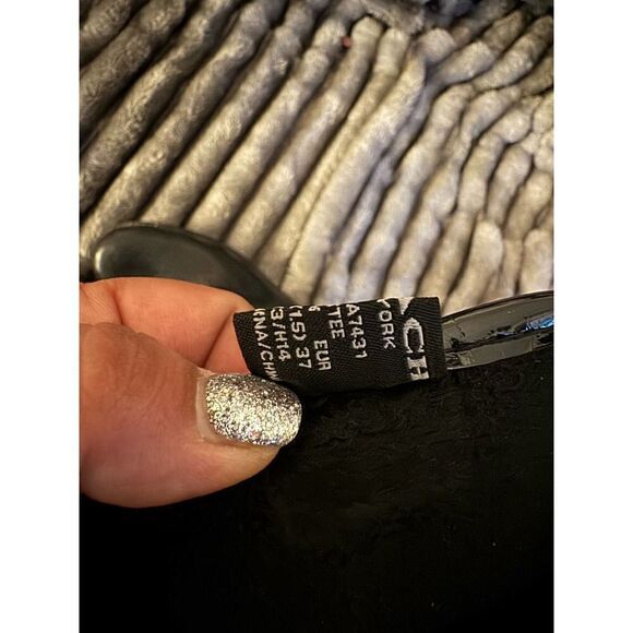 Black coach signature jacuard fabric lace up rain boots/shoes 37/7 - Picture 5 of 9